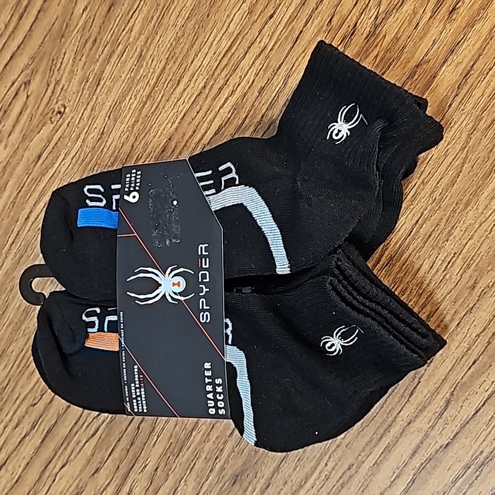 Spyder Men's Quarter Socks 6 Pair Size 6-12 NEW